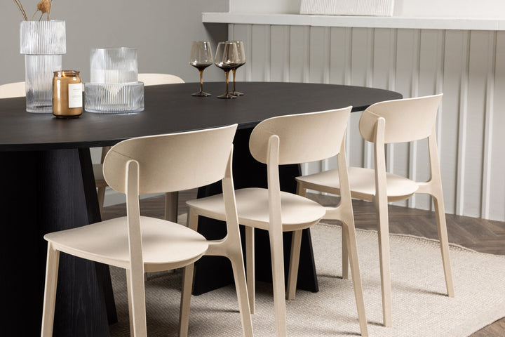Venture Home Bootcut Oval Dining Table - Black / Black Fanéer +Åstol Dining Chair - Nature Wood plastic composite _6