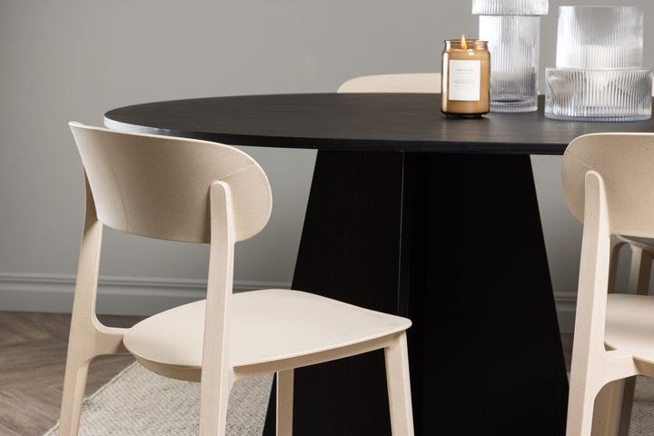 Venture Home Bootcut Oval Dining Table - Black / Black Fanéer +Åstol Dining Chair - Nature Wood plastic composite _6