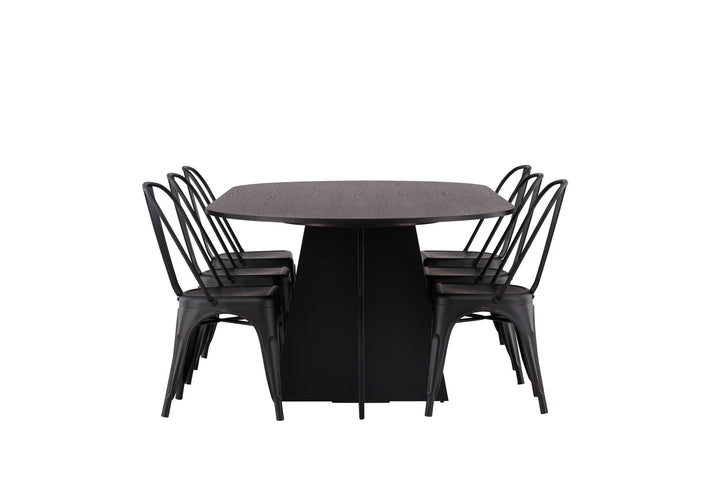 Venture Home Bootcut Oval Dining Table - Black / Black Fanéer +Tempe Dining Chair - Matte black / Metal _4