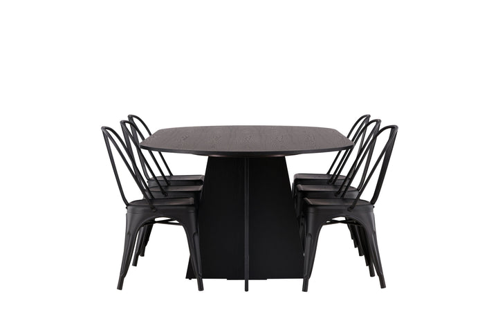 Venture Home Bootcut Oval Dining Table - Black / Black Fanéer +Tempe Dining Chair - Matte black / Metal _4