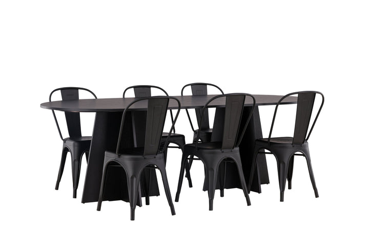 Venture Home Bootcut Oval Dining Table - Black / Black Fanéer +Tempe Dining Chair - Matte black / Metal _4