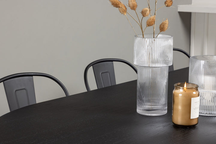 Venture Home Bootcut Oval Dining Table - Black / Black Fanéer +Tempe Dining Chair - Matte black / Metal _4
