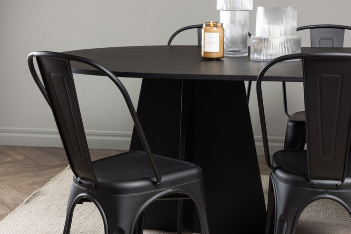 Venture Home Bootcut Oval Dining Table - Black / Black Fanéer +Tempe Dining Chair - Matte black / Metal _4