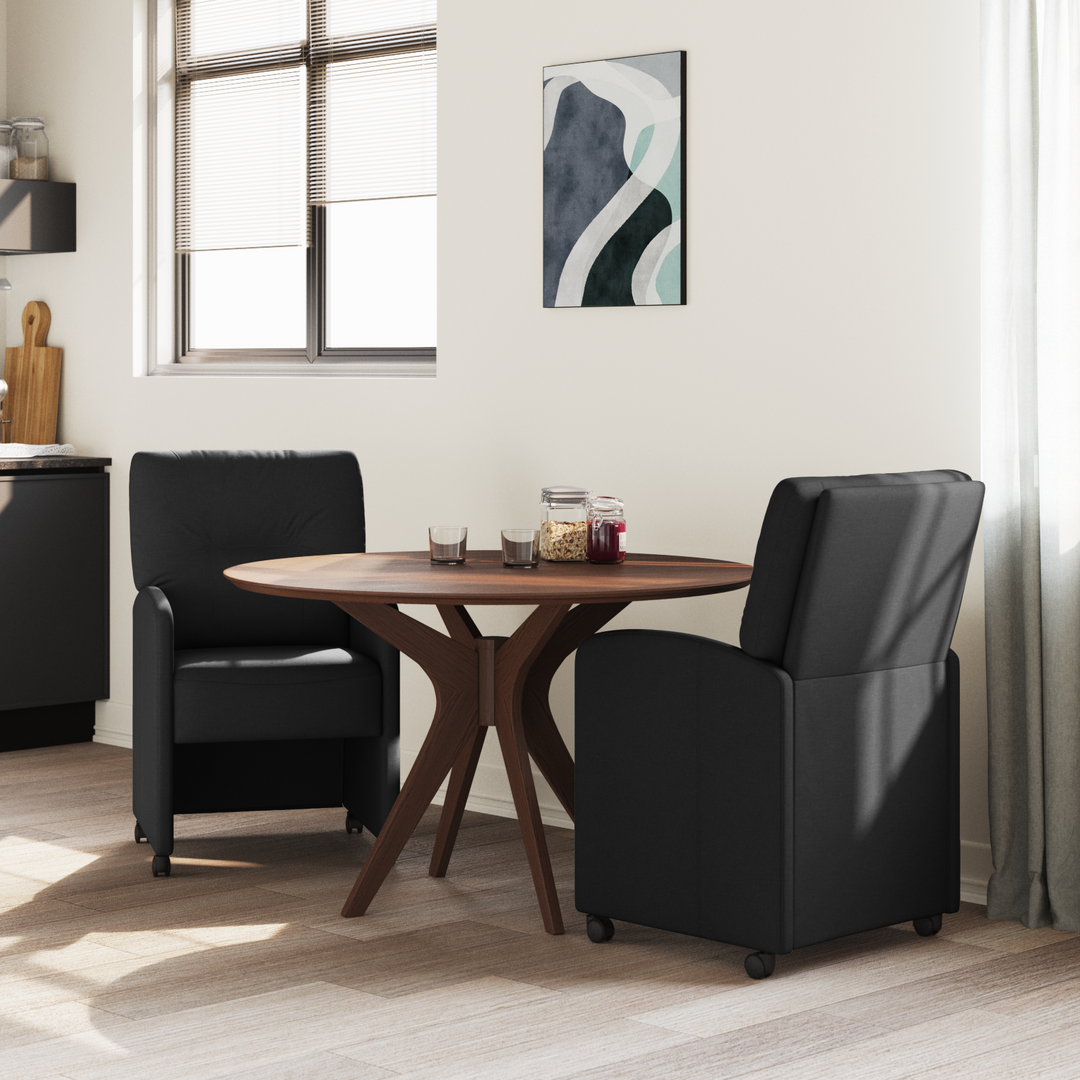 Spisebordsstole med hjul 2 pcs Sort 57 x 67 x 95 cm Stof