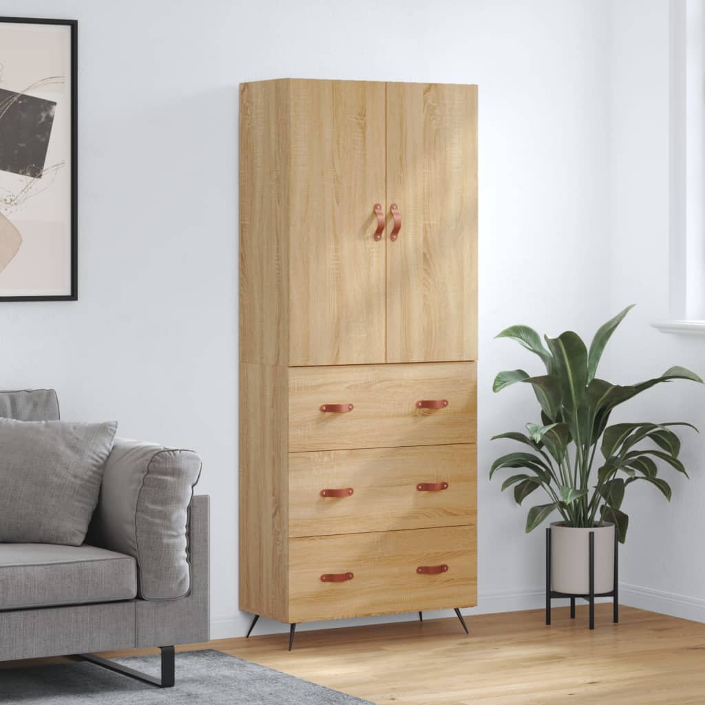 højskab 69,5x34x180 cm konstrueret træ sonoma-eg
