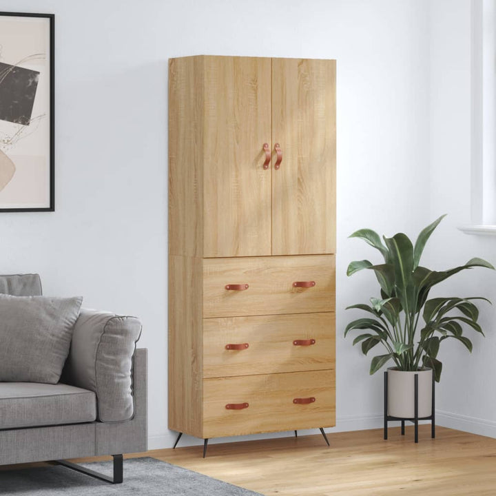 højskab 69,5x34x180 cm konstrueret træ sonoma-eg