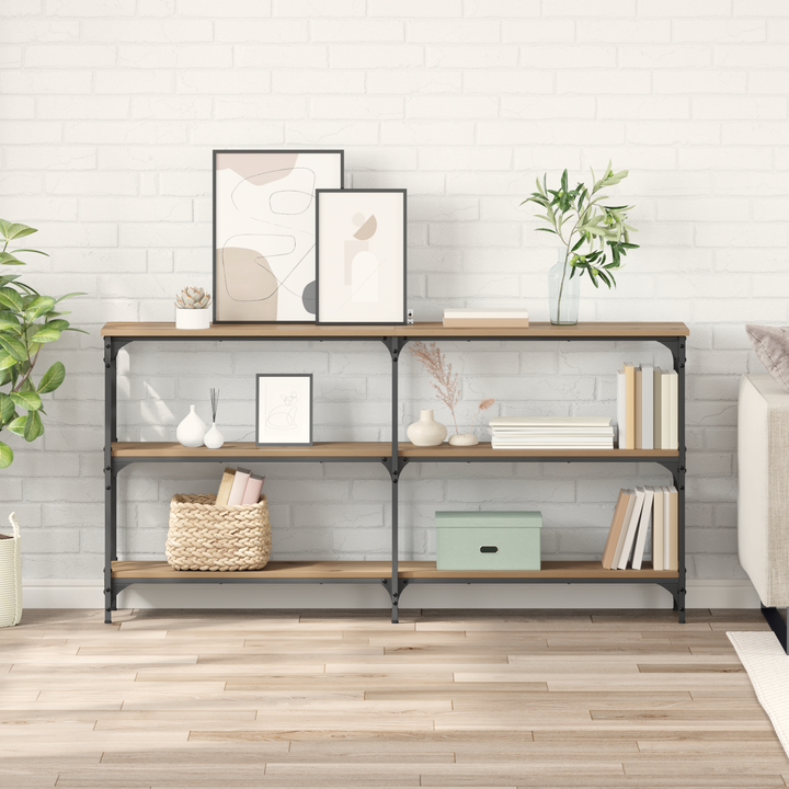 Konsolbord Artisan Egetræ 150 x 29 x 75 cm Samlet træ og metal