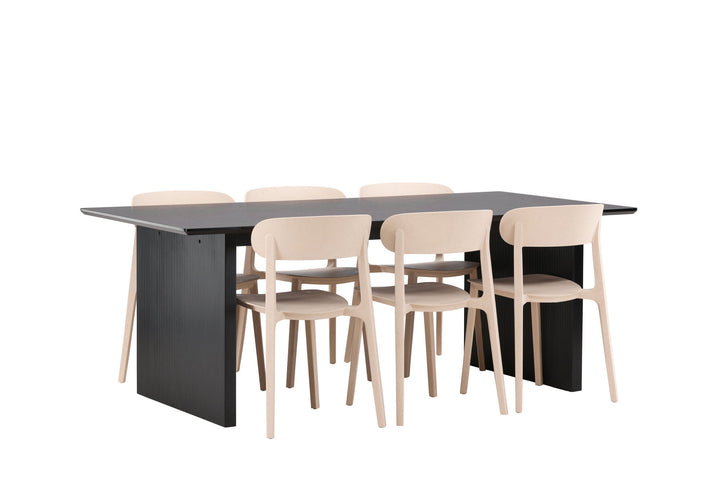 Venture Home Vail Dining Table - Black / Smoked Black MDF +Åstol Dining Chair - Nature Wood plastic composite _6