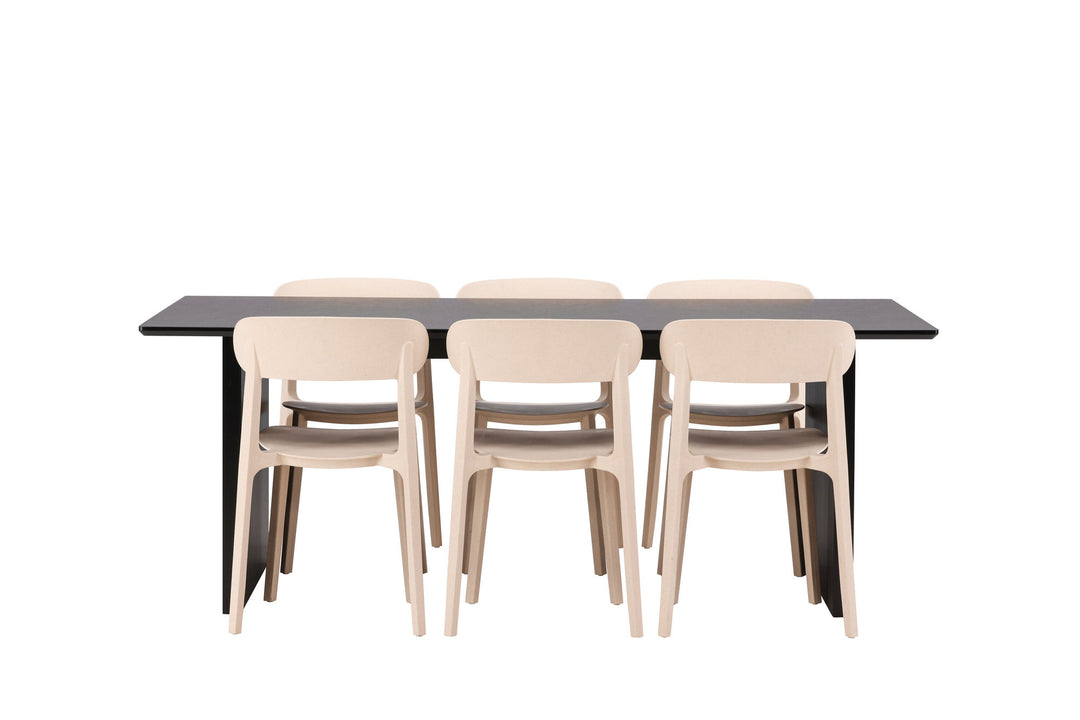 Venture Home Vail Dining Table - Black / Smoked Black MDF +Åstol Dining Chair - Nature Wood plastic composite _6