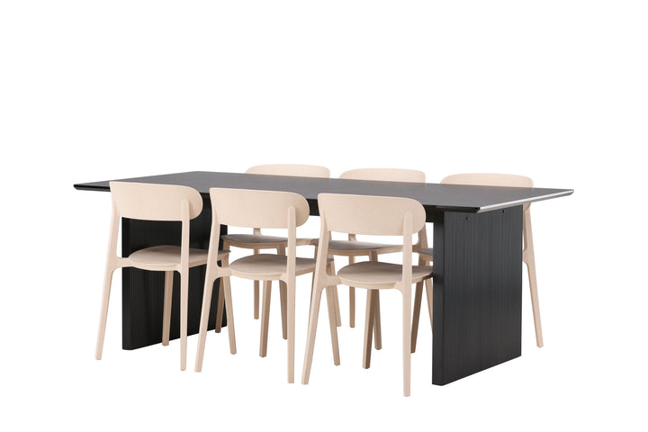 Venture Home Vail Dining Table - Black / Smoked Black MDF +Åstol Dining Chair - Nature Wood plastic composite _6