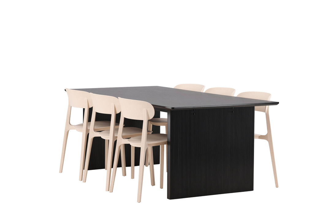 Venture Home Vail Dining Table - Black / Smoked Black MDF +Åstol Dining Chair - Nature Wood plastic composite _6