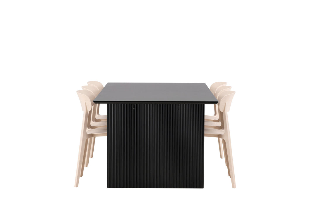 Venture Home Vail Dining Table - Black / Smoked Black MDF +Åstol Dining Chair - Nature Wood plastic composite _6