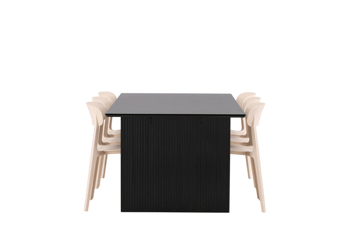 Venture Home Vail Dining Table - Black / Smoked Black MDF +Åstol Dining Chair - Nature Wood plastic composite _6