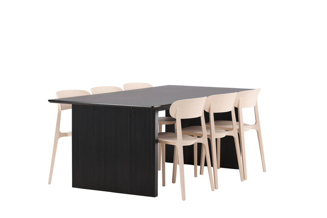 Venture Home Vail Dining Table - Black / Smoked Black MDF +Åstol Dining Chair - Nature Wood plastic composite _6
