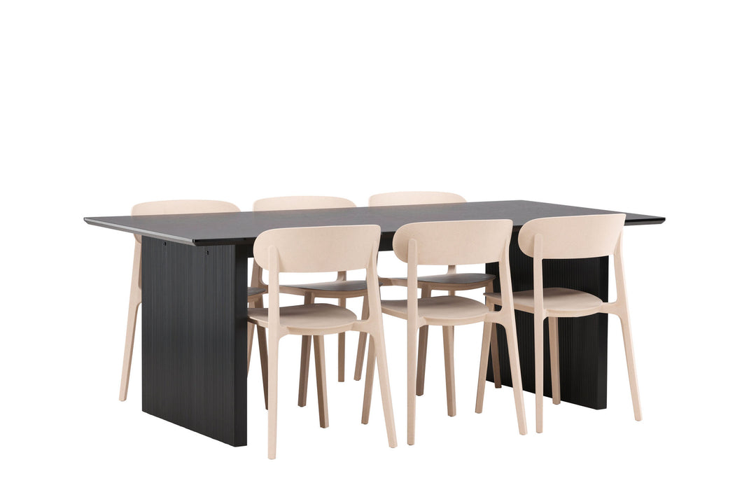 Venture Home Vail Dining Table - Black / Smoked Black MDF +Åstol Dining Chair - Nature Wood plastic composite _6