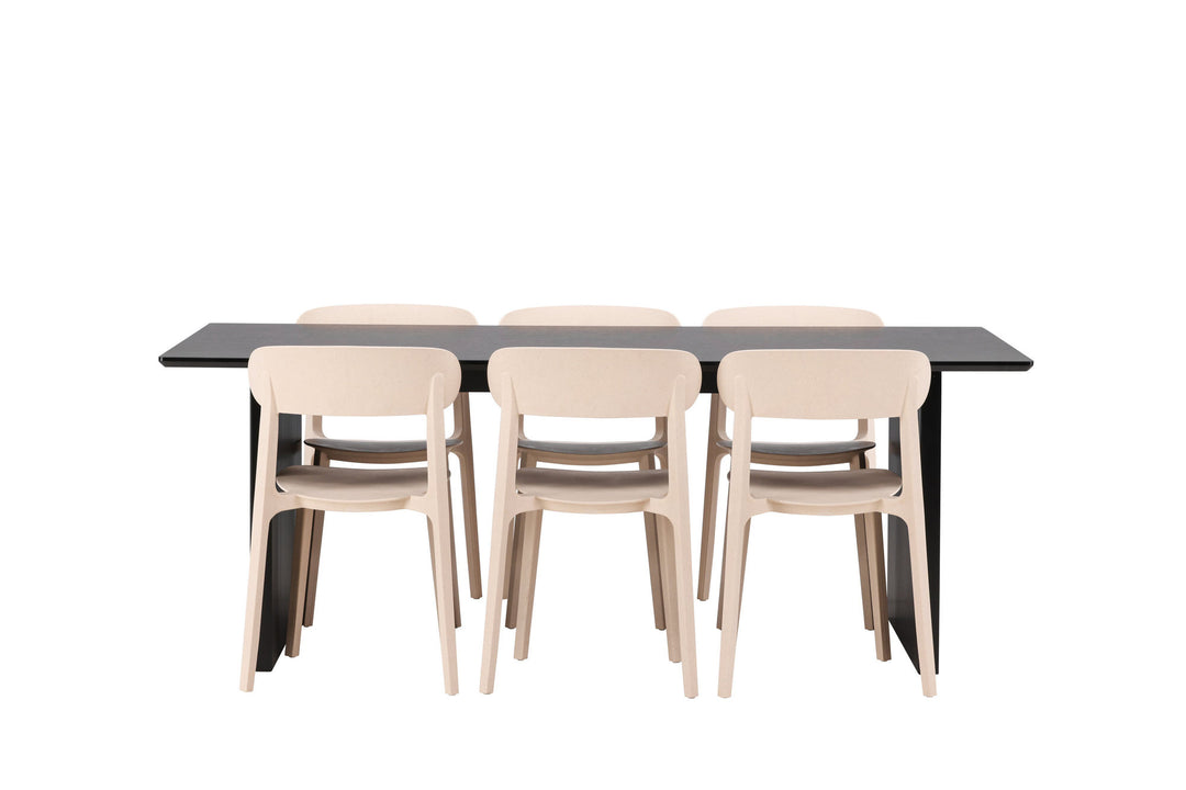 Venture Home Vail Dining Table - Black / Smoked Black MDF +Åstol Dining Chair - Nature Wood plastic composite _6