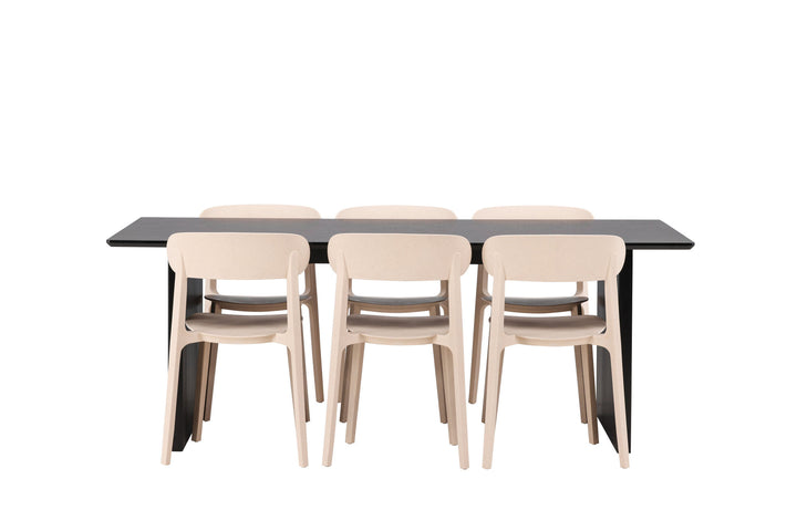 Venture Home Vail Dining Table - Black / Smoked Black MDF +Åstol Dining Chair - Nature Wood plastic composite _6