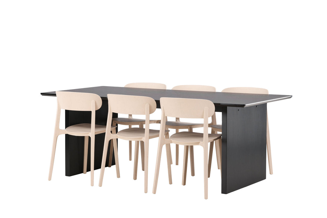 Venture Home Vail Dining Table - Black / Smoked Black MDF +Åstol Dining Chair - Nature Wood plastic composite _6