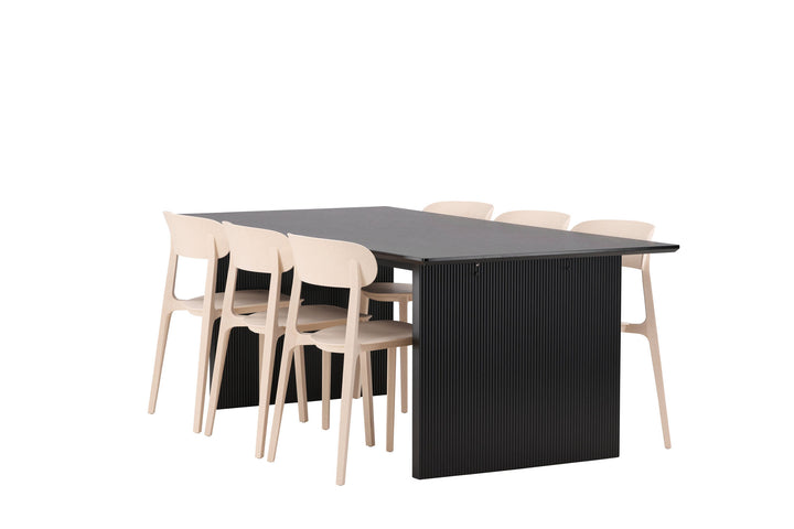 Venture Home Vail Dining Table - Black / Smoked Black MDF +Åstol Dining Chair - Nature Wood plastic composite _6
