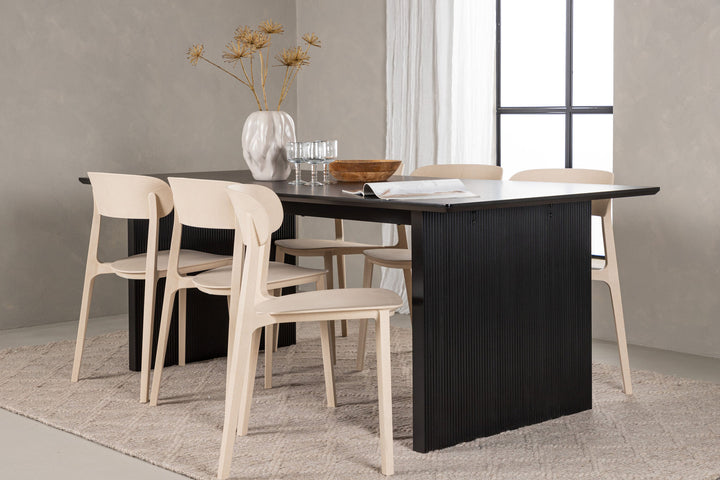 Venture Home Vail Dining Table - Black / Smoked Black MDF +Åstol Dining Chair - Nature Wood plastic composite _6