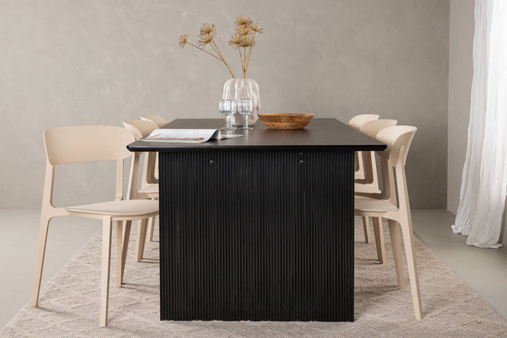 Venture Home Vail Dining Table - Black / Smoked Black MDF +Åstol Dining Chair - Nature Wood plastic composite _6