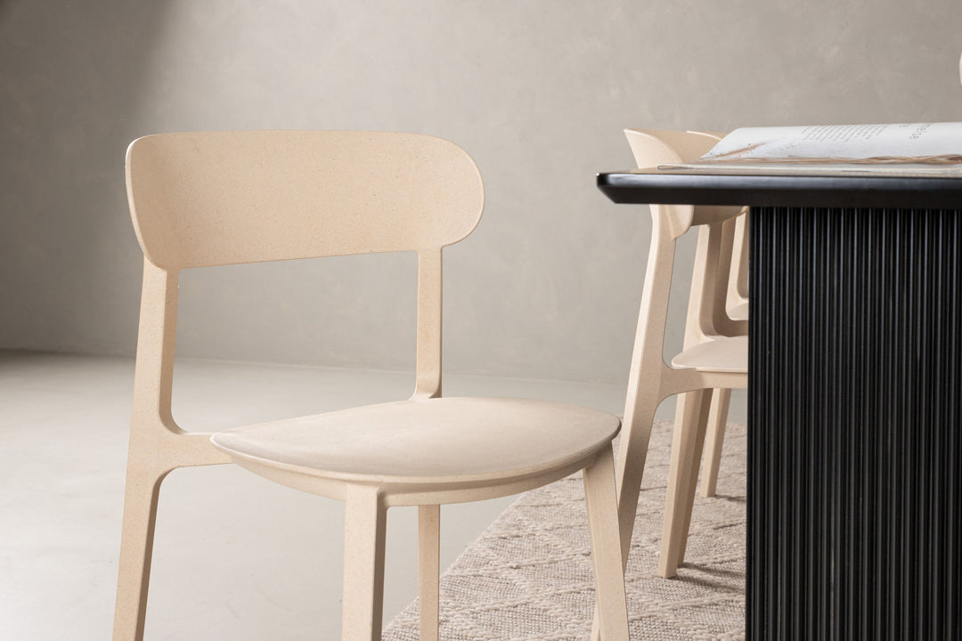 Venture Home Vail Dining Table - Black / Smoked Black MDF +Åstol Dining Chair - Nature Wood plastic composite _6