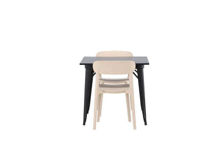 Venture Home Tempe Dining Table - Black / Black MDF +Åstol Dining Chair - Nature Wood plastic composite _2