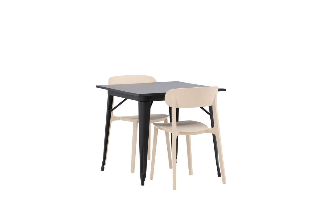 Venture Home Tempe Dining Table - Black / Black MDF +Åstol Dining Chair - Nature Wood plastic composite _2