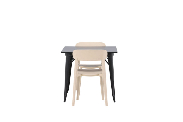 Venture Home Tempe Dining Table - Black / Black MDF +Åstol Dining Chair - Nature Wood plastic composite _2