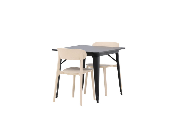 Venture Home Tempe Dining Table - Black / Black MDF +Åstol Dining Chair - Nature Wood plastic composite _2
