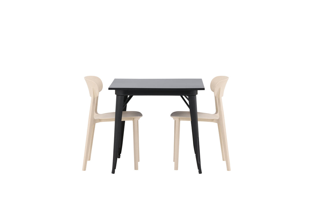 Venture Home Tempe Dining Table - Black / Black MDF +Åstol Dining Chair - Nature Wood plastic composite _2