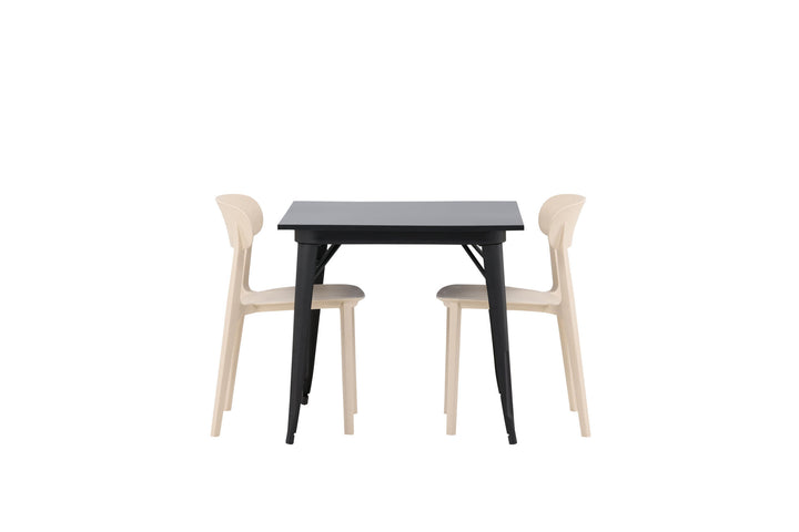 Venture Home Tempe Dining Table - Black / Black MDF +Åstol Dining Chair - Nature Wood plastic composite _2