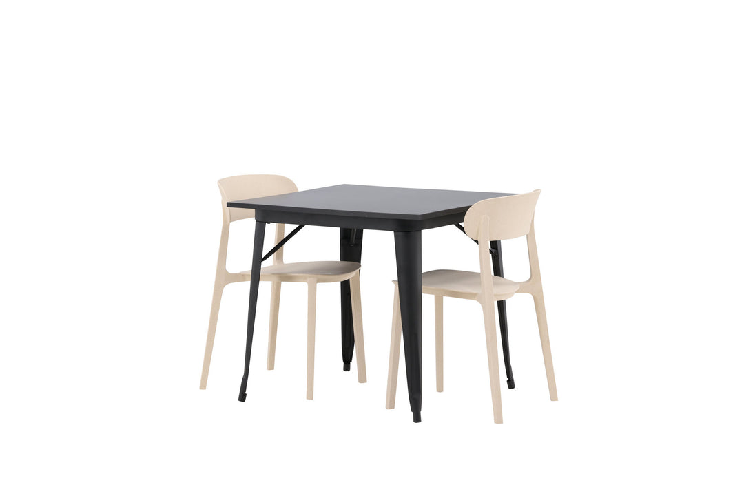 Venture Home Tempe Dining Table - Black / Black MDF +Åstol Dining Chair - Nature Wood plastic composite _2