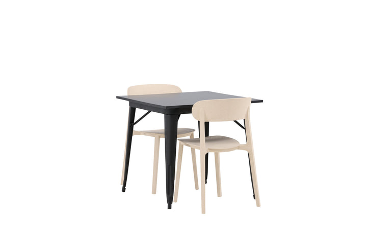 Venture Home Tempe Dining Table - Black / Black MDF +Åstol Dining Chair - Nature Wood plastic composite _2