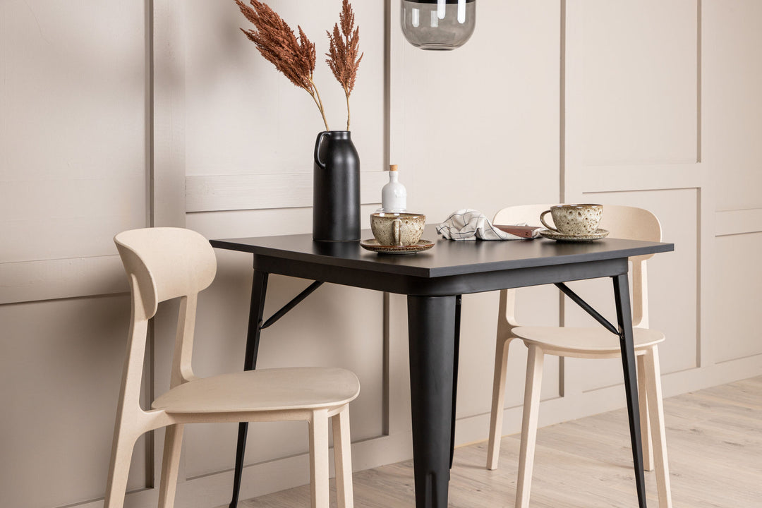 Venture Home Tempe Dining Table - Black / Black MDF +Åstol Dining Chair - Nature Wood plastic composite _2