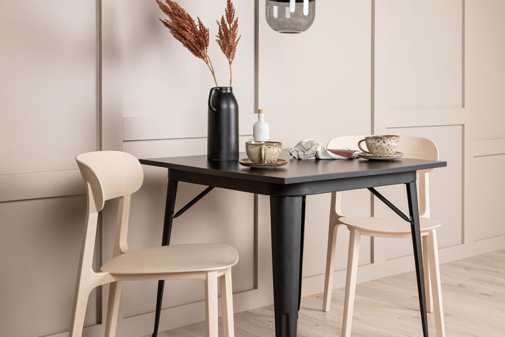 Venture Home Tempe Dining Table - Black / Black MDF +Åstol Dining Chair - Nature Wood plastic composite _2