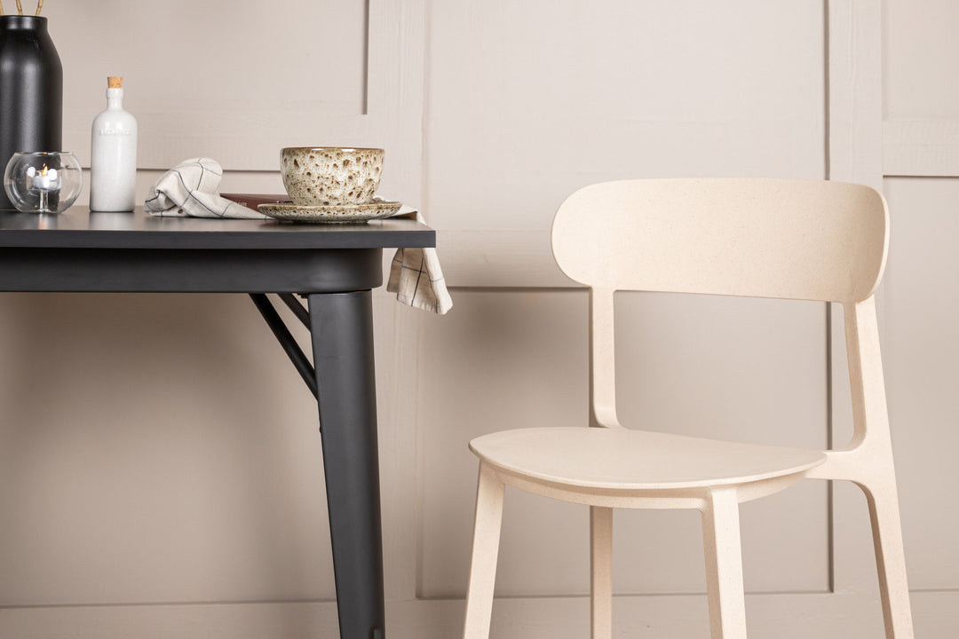 Venture Home Tempe Dining Table - Black / Black MDF +Åstol Dining Chair - Nature Wood plastic composite _2