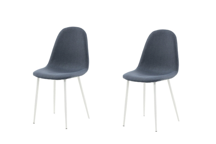 Venture Home Polar Dining Chair - White Legs - Blue Fabric