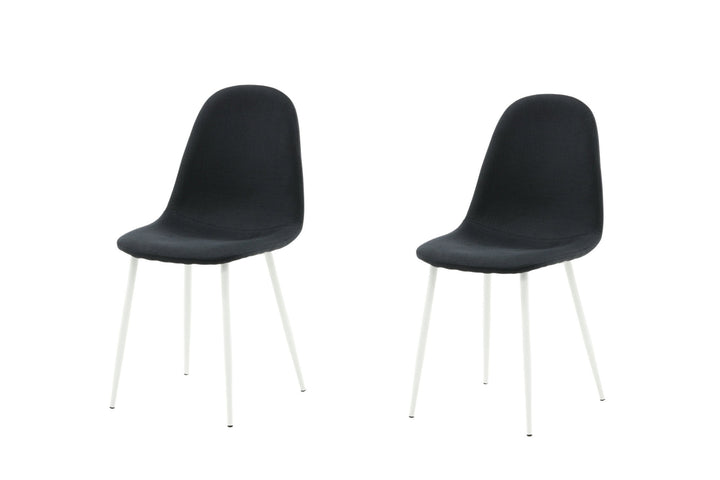 Venture Home Polar Dining Chair 2-pack - White Legs - Black Fabric