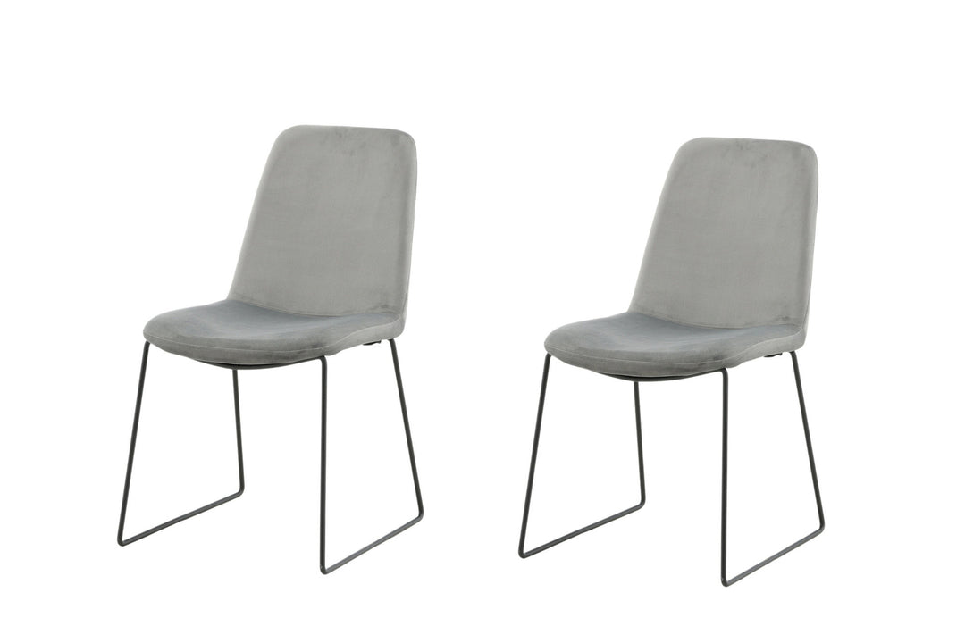 Venture Home Muce Dining Chair 2-pack - Black Legs - Grey Velvet