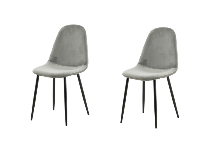 Venture Home Polar Dining Chair 2-pack - Black Legs / Light Grey Velvet