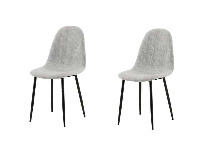 Venture Home Polar Dining Chair 2-pack - Black Legs - Light Grey Fabric