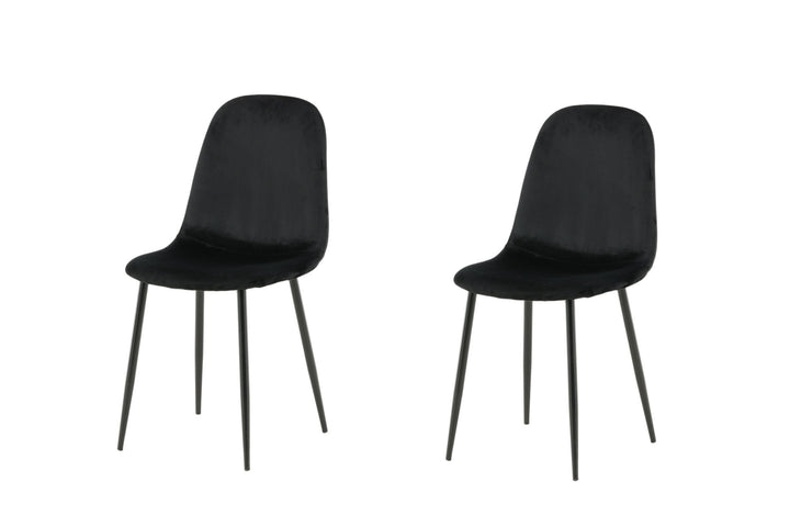 Venture Home Polar Dining Chair 2-pack - Black legs / Black Velvet