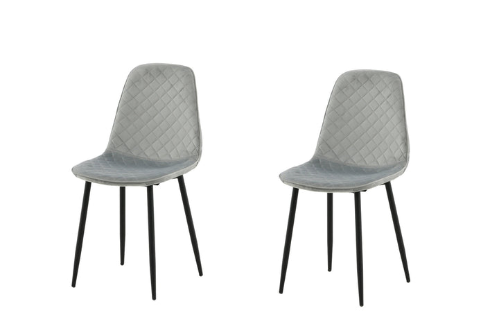 Venture Home Polar Diamond Dining Chair 2-pack - Black Legs - Grey Velvet