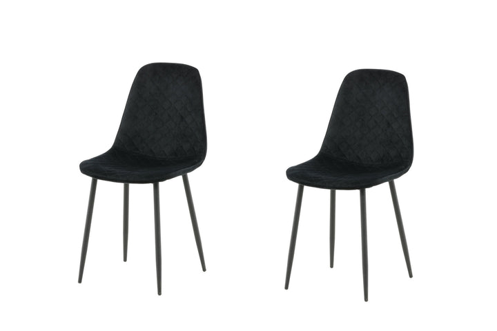 Venture Home Polar Diamond Dining Chair 2-pack - Black Legs - Black Velvet