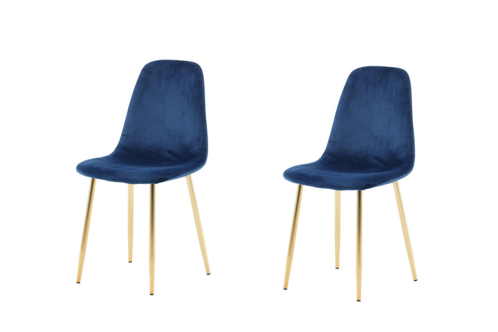 Venture Home Polar Matstol 2-pack - Matt Mässing / Blå Sammet