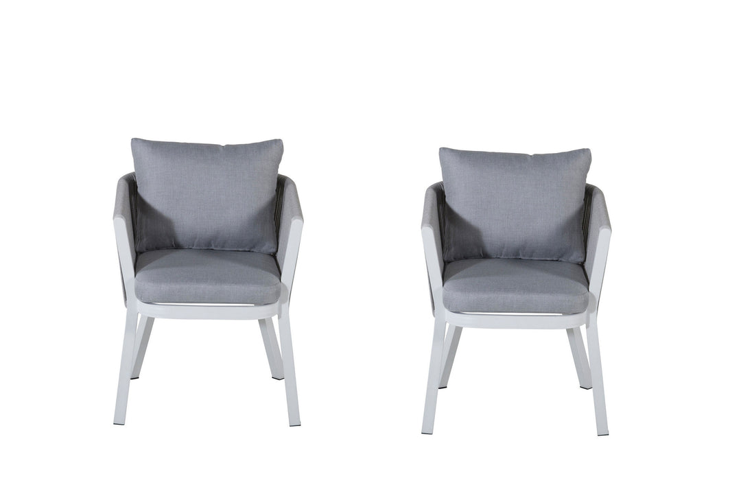Venture Home Virya Dining Chair 2-pack - White Alu / Grey Cushion