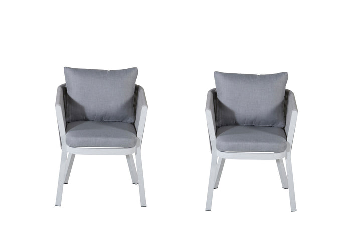 Venture Home Virya Dining Chair 2-pack - White Alu / Grey Cushion