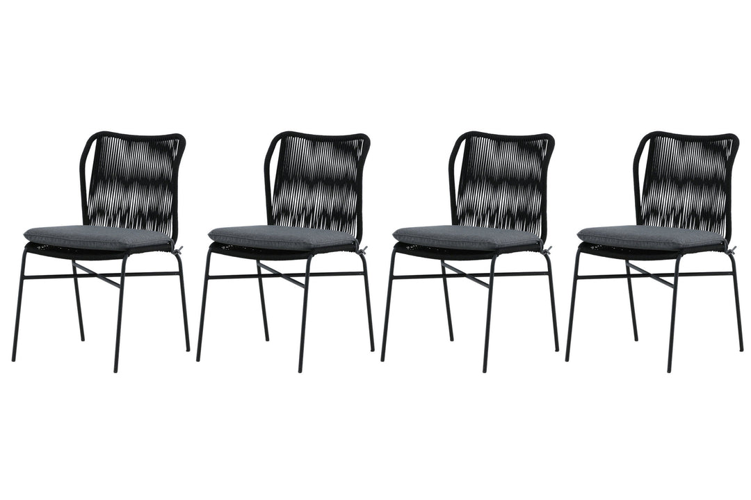 Venture Home Julian Dining Chair 4-pack - Black Steel / Black Rope (stackable)