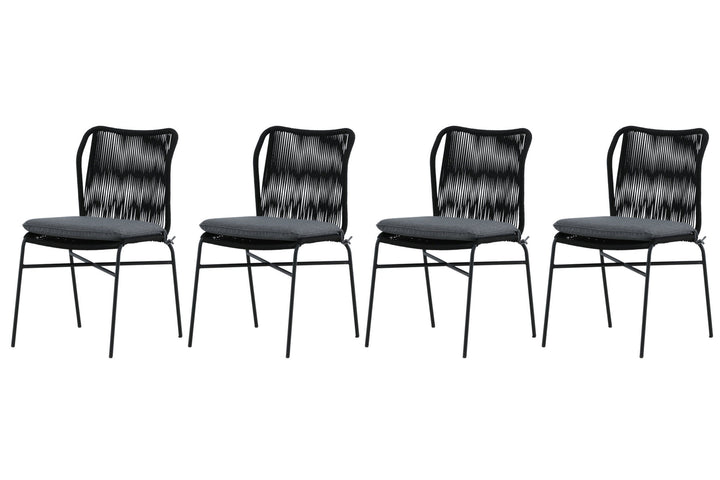 Venture Home Julian Dining Chair 4-pack - Black Steel / Black Rope (stackable)